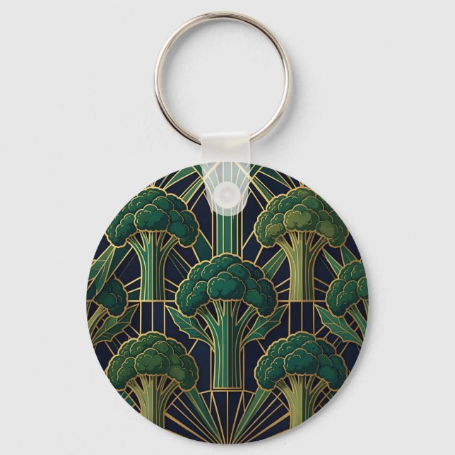Art Deco Broccolimönster Nyckelring (Framsida)