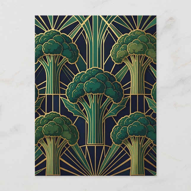 Art Deco Broccolimönster Vykort (Framsida)