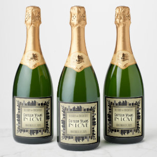 Art Deco Bröllop-årsfirandet Sparkling Vin Guld G