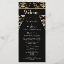 Art Deco Bröllop Black Guld 20 Vintage Program