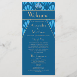 Art Deco Bröllop Blue Roeing Twenties Vintage Program