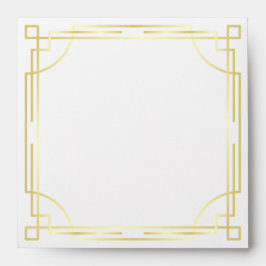 Art Deco Bröllop Elegant Guld Blue Gatsby Adress