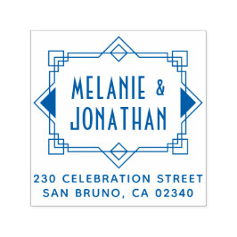 Art Deco Bröllop Gräns Returadress Självfärgande Stämpel