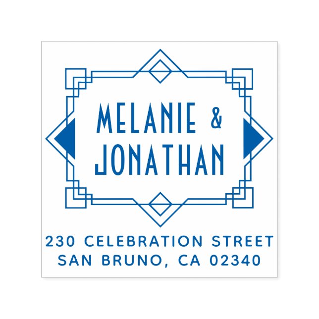 Art Deco Bröllop Gräns Returadress Självfärgande Stämpel (Design)