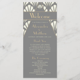 Art Deco Bröllop Grått Roaring Twenties Vintage Program