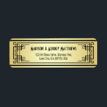 Art Deco Bröllop Guld Black Elegant Returadress Etikett<br><div class="desc">Skapa din egen unika Art Deco-stil, Underbar Gatsby-inspirerad design med abstraktens geometriska prydnadsföremål och mönster i guld och klassisk svart. En perfekt för elegant, klassindelning, könsneutral, helårskonstruktion för att upptäcka par som vill ha något annat än de vanliga pappra sorterna för feminin, blommigt, pastellfärgad bröllop. Även underbar för efterälskande par...</div>