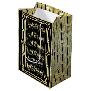 Art Deco Bröllop Kärlek och tack till Guld Black