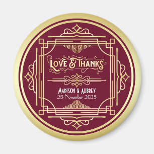 Art Deco Bröllop Kärlek och tack till Guld Burgu Magnet