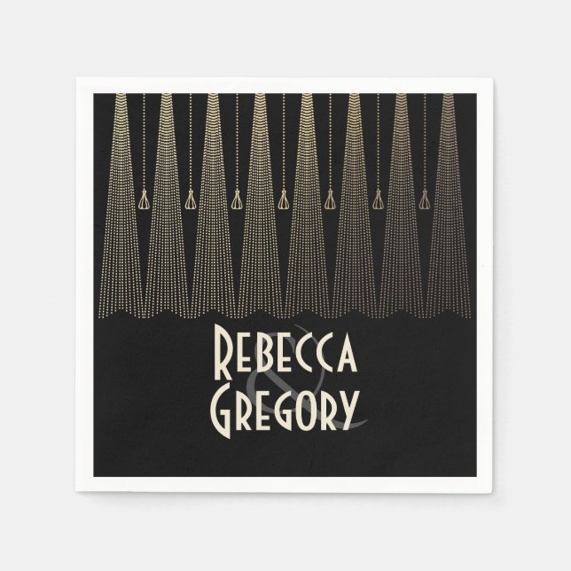 Art Deco Bröllop Pappersservett (Framsidan)