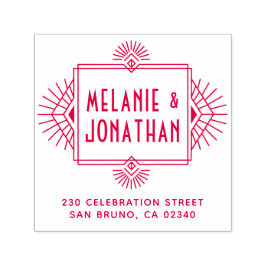 Art Deco Bröllop Ram Returadress Självfärgande Stämpel