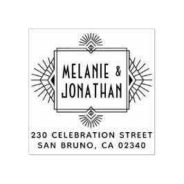 Art Deco Bröllop Ram Returadress Stämpel