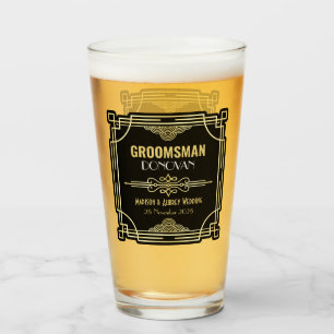 Art Deco Bröllop Talarpojke Guld Svart Förmån 1920 Glaskopp