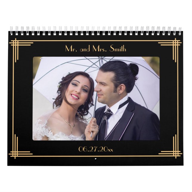 Art Deco Bröllop Wall Calendar Kalender (Omslag)