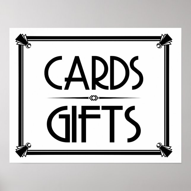 Art Deco BRÖLLOPSFEST CARDS & GIFTS SIGN Poster (Framsidan)