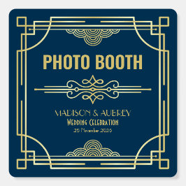 Art Deco Bröllopsfotobås Guld Mörkblå Fest