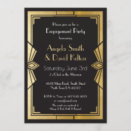 Art Deco-bröllopsinbjudan Förlovning Gatsby Inbjudningar