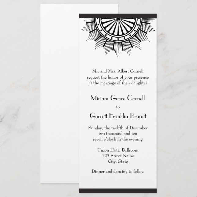 Art Deco-bröllopsinbjudan Inbjudningar (Fram/baksida)