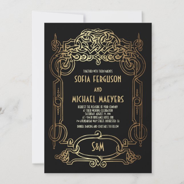 Art Deco-bröllopsinbjudan Inbjudningar (Framsida)