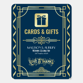Art Deco Bröllopskort & Gifts Guld Blue Party