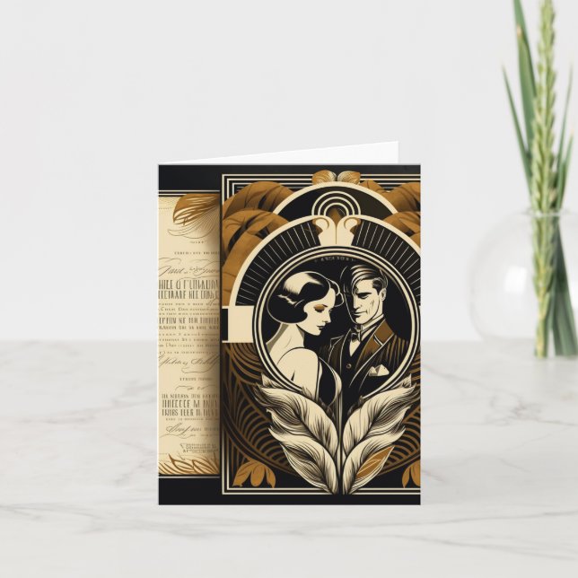 Art Deco bröllopstema Inbjudan (Framsida)