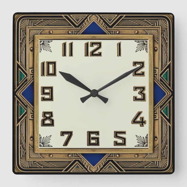 Art Deco Brons Fyrkantig Klocka (Framsida)
