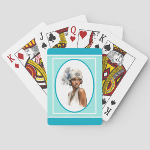 Art Deco Brun Flicka Flapper Casinokort