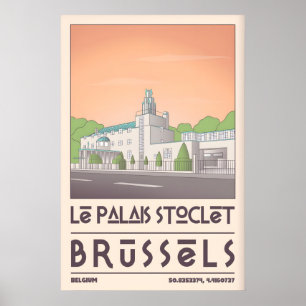 Art Deco Bryssel-plakat, geometrisk stadsbild Poster