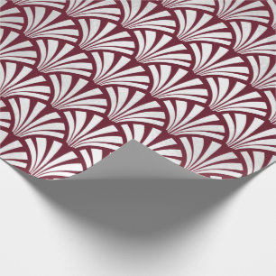 Art Deco Burgundy Silver Grått Scales Seashells Presentpapper