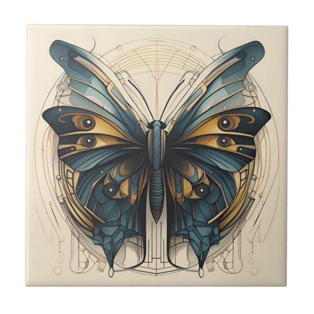 Art Deco Butterfly Kakelplatta (Framsidan)