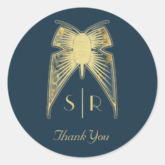 Art Deco Butterfly Monogram "Tack" Runt Klistermärke