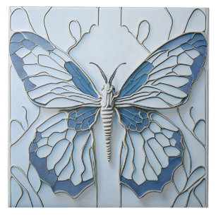 Art Deco Butterfly Nouveau Ceramic Tile Kakelplatta