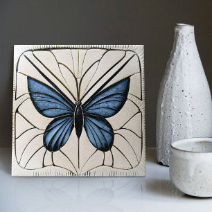 Art Deco Butterfly Wall Decor Art nouveau Ceramic Kakelplatta