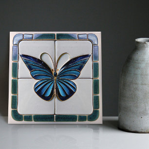 Art Deco Butterfly Wall Decor Art nouveau Ceramic Kakelplatta