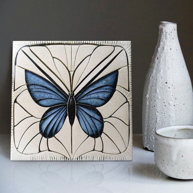 Art Deco Butterfly Wall Decor Art nouveau Ceramic Kakelplatta (Skapare uppladdad)