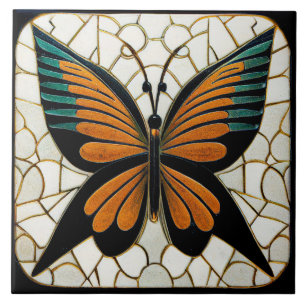 Art Deco Butterfly Wall Decor Art nouveau Ceramic Kakelplatta