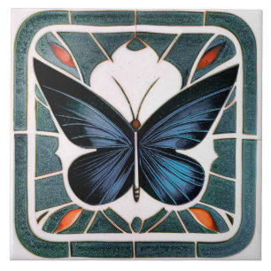 Art Deco Butterfly Wall Decor Art nouveau Ceramic Kakelplatta