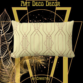 Art Deco Butterkräm & Guld Lumbar Pillow Lumbarkudde