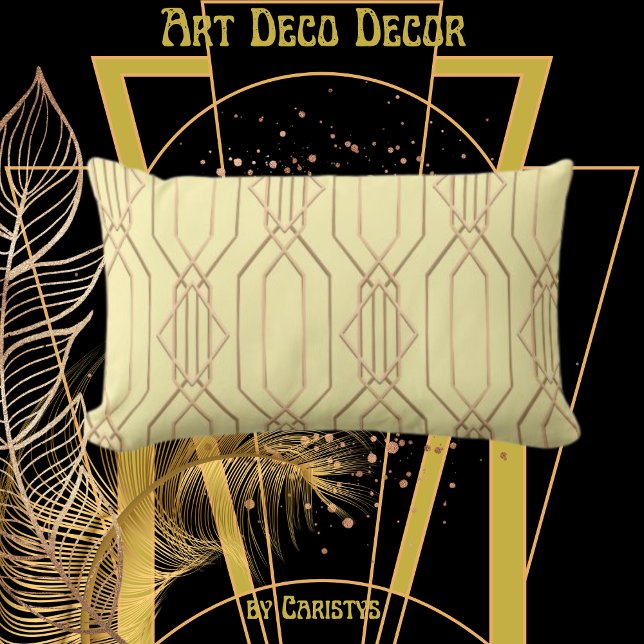 Art Deco Butterkräm & Guld Lumbar Pillow Lumbarkudde (Skapare uppladdad)
