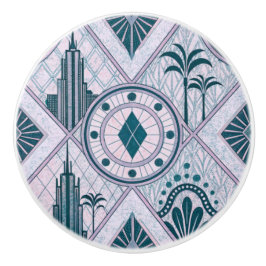 Art Deco Byggnad och Handflatan Knopp