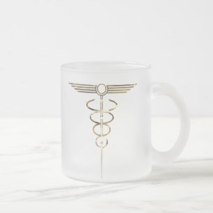 Art Deco Caduceus Frostad Glasmugg