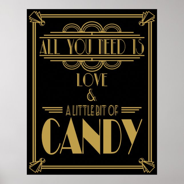 Art Deco "Candy Pub" Gatsby stil Black & Guld Poster (Framsidan)