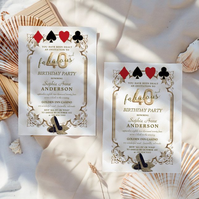 Art Deco Casino Poker 40 och Fabulous Birthday Inbjudningar (Skapare uppladdad)