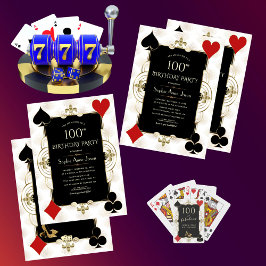 Art Deco Casino Royale Poker Woman 100:e födelseda Inbjudningar