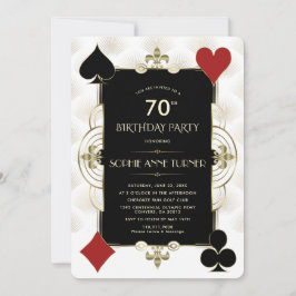 Art Deco Casino Royale Poker Woman 70:e födelsedag Inbjudningar