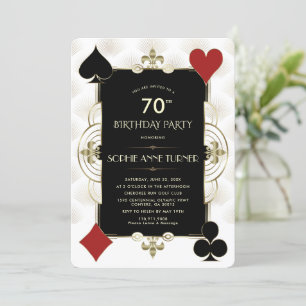 Art Deco Casino Royale Poker Woman 70:e födelsedag Inbjudningar