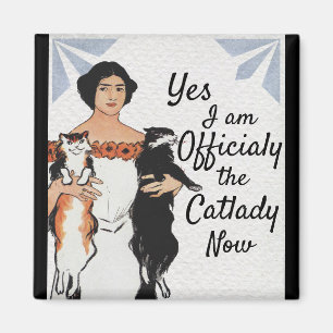Art deco cat dam lustig magnet