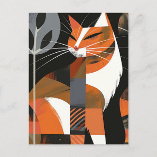 Art deco cat fold linjer vykort