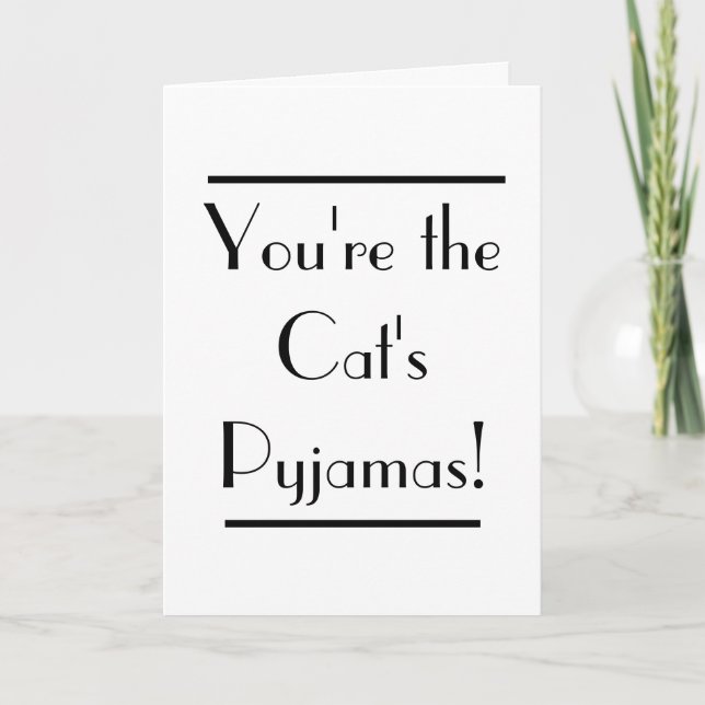 Art Deco Cats Pajamas Typography Card Kort (Framsida)