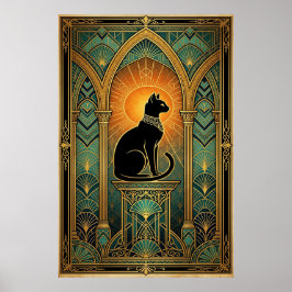 Art Deco Celestial Solstice Katt Väggkonst
