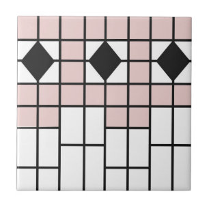 Art Deco Ceramic Tile Rosa Geo Skriv ut Kakelplatta